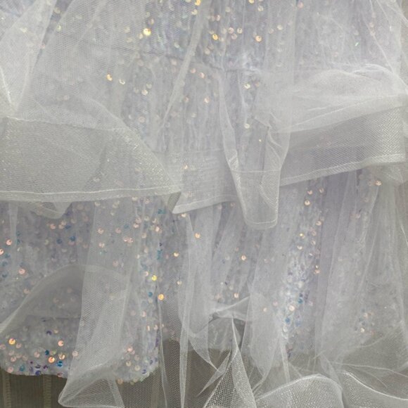 NWT‎ Elegant White Iridescent Sequins Tulle Mermaid Prom Wedding Gown Size M - Picture 10 of 16